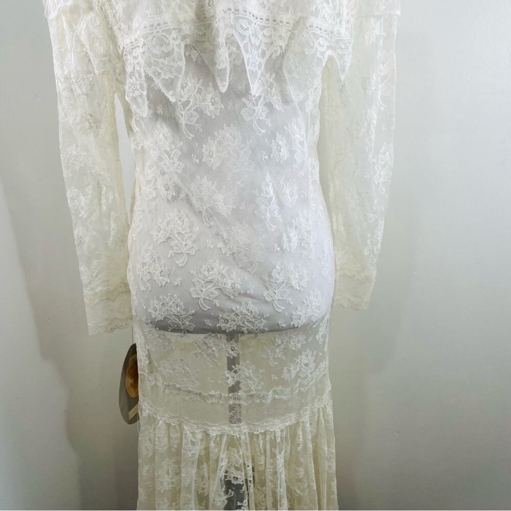 NWT Jessica McClintock 80 90s Lace Wedding Long Sleeve Dress 8 Deadstock Vintage - Picture 11 of 14